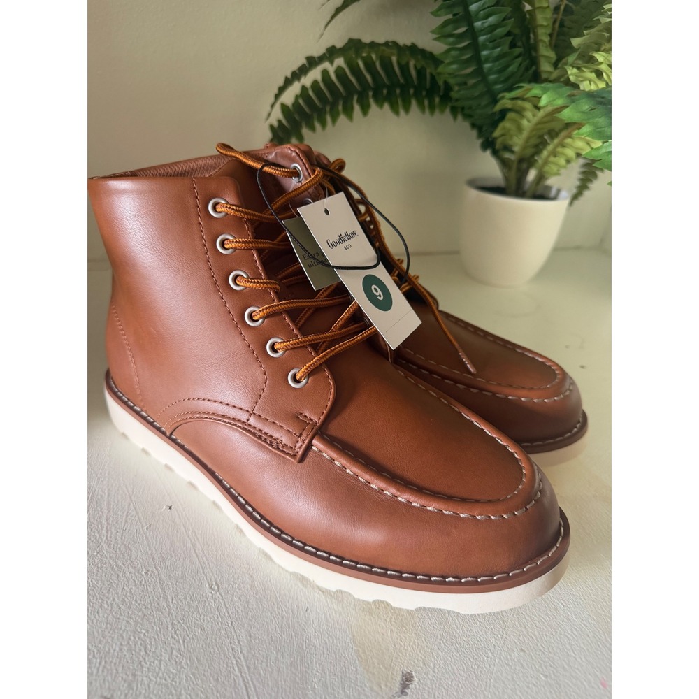 Goodfellow & Co Niles Mens Brown Moc Toe Wedge Boots Size 9 New 098 00 6041